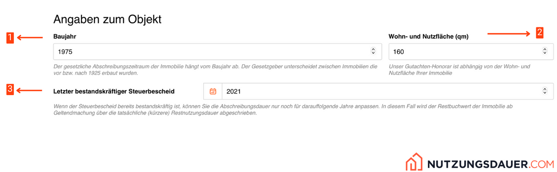 Afa Rechner Immobilien Angaben zum Objekt